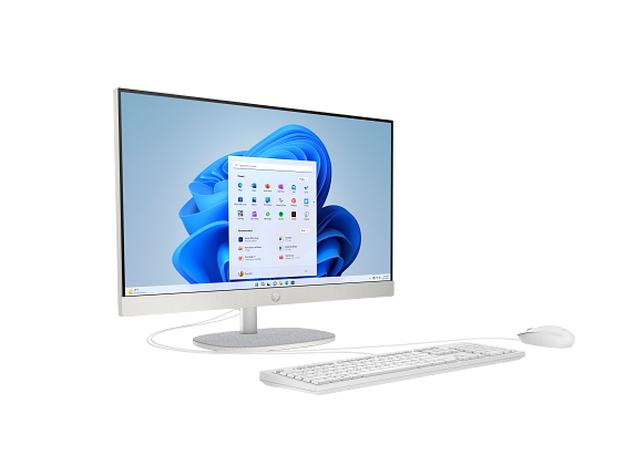 23C1-INTEL OPP HP 24 inch All-in-One Desktop PC 24 ShellWhite T NT HAS CaptainCrunchWired Win11 CoreSet FrontRight WhiteBG