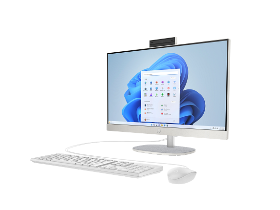 23C1 - HP OPP 24 ShellWhite T NT HAS CaptainCrunchWired Win11 CoreSet FrontLeft CamUp WhiteBG Intel