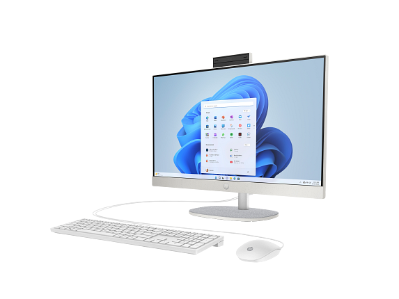 23C1 - HP OPP 24 ShellWhite T NT HAS Cheddar2.0Gouda Win11 CoreSet FrontLeft CamUp WhiteBG Intel