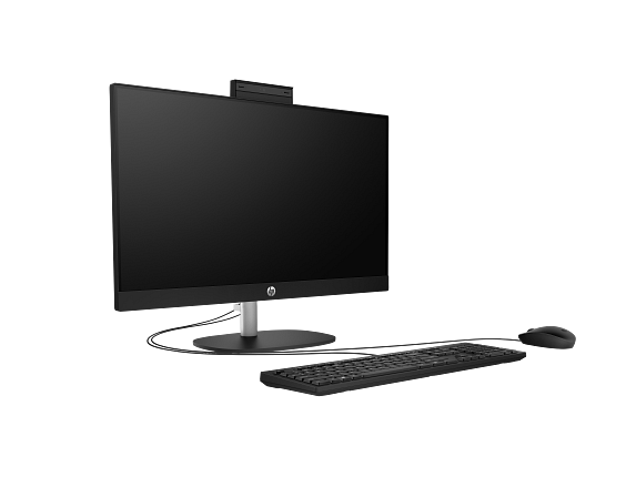 23C1-INTEL OPP HP 24 inch All-in-One Desktop PC JetBlack T NT Fixed CaptainCrunchWired CoreSet FrontRight CamUp GreyBG