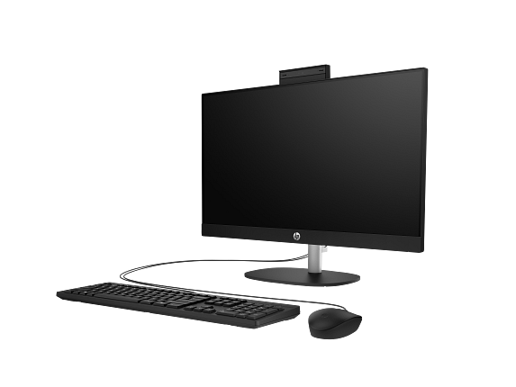 23C1-INTEL OPP HP 24 inch All-in-One Desktop PC JetBlack T NT Fixed CaptainCrunchWired CoreSet FrontLeft CamUp GreyBG