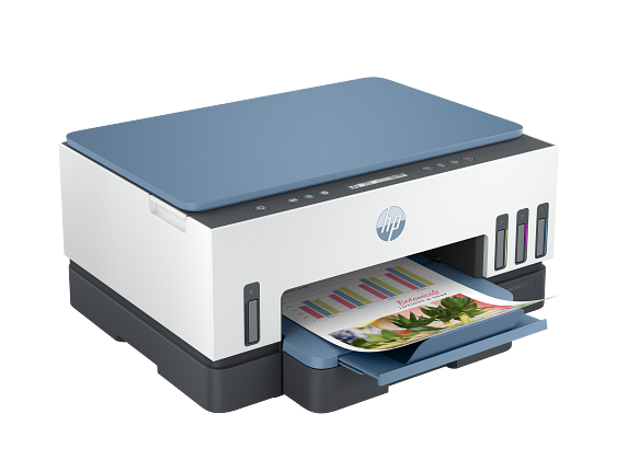 HP Smart Tank 725 All-in-one Dark Surf Blue Coreset FrontRightOutput