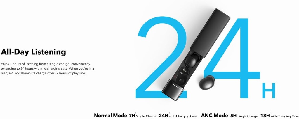 Anker Soundcore A30i Headphones, Noise Isolating Earbuds, Sleek Compact Design, Smart Noise Cancellation, Clear Sound, 24H Playtime, IP54, Wireless Earbuds, Bluetooth Compatible with All Phones, Black