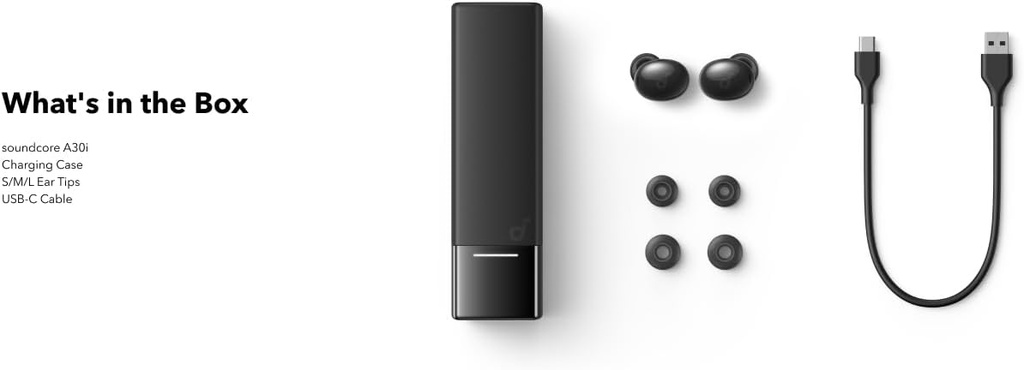 Anker Soundcore A30i Headphones, Noise Isolating Earbuds, Sleek Compact Design, Smart Noise Cancellation, Clear Sound, 24H Playtime, IP54, Wireless Earbuds, Bluetooth Compatible with All Phones, Black