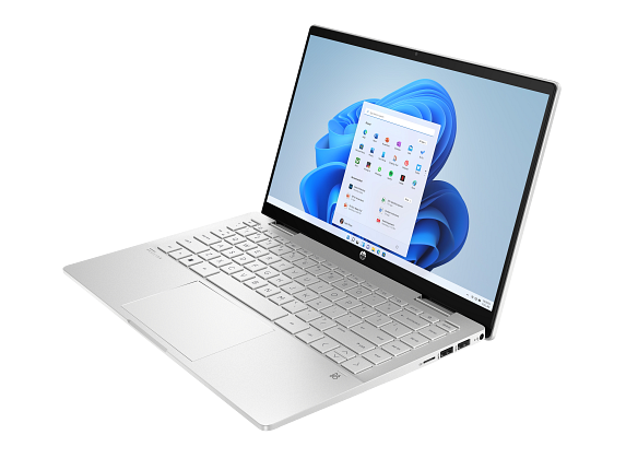 22C1 - HP Pavilion x360 14 inch 2-in-1 Laptop PC NaturalSilver FFPlus WLAN nonFPR nonODD T NT Win11 CoreSet FrontLeft & Pen
