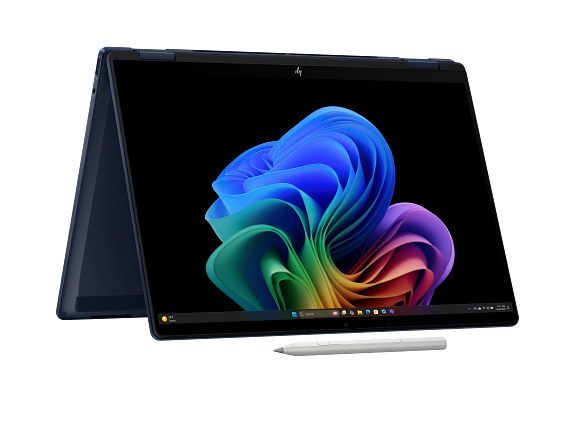 25C1 HP OmniBook X Flip 14 inch 2-in-1 Laptop Next Gen AI PC Atmospheric Blue T IR Cam nonSD nonFPR Avicii 2H Copilot Taskbar Core Set Tent WhiteBG