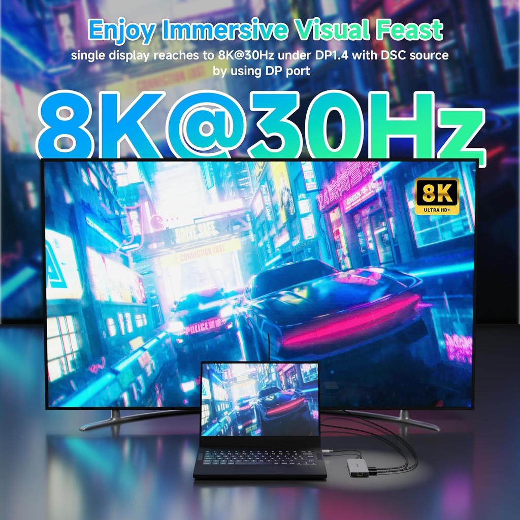 WAVLINK Displayport Docking Station with Dual DP, HDMI, 100W PD in, 10Gbps USB A/C, 2.5G Ethernet Port (Windows Only)