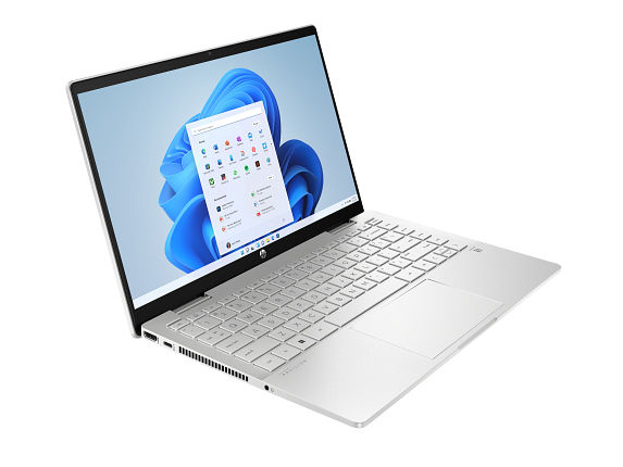 22C1 - Intel HP Pavilion x360 14 inch 2-in-1 Laptop PC NaturalSilver CoreSet Front-Right Facing