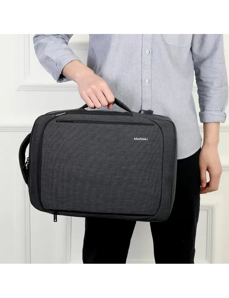 023 Nylon Laptop Backpack – 15.6" Water-Resistant Travel and Business Bag with USB Charging Port and Multiple Compartments – Black