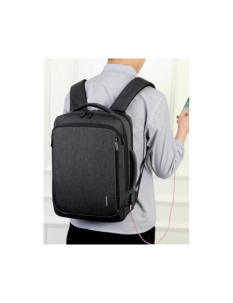 023 Nylon Laptop Backpack – 15.6" Water-Resistant Travel and Business Bag with USB Charging Port and Multiple Compartments – Black