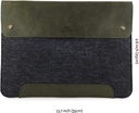 MegaGear Genuine Leather and Fleece MacBook Bag Laptop Sleeve (Green x Grey)