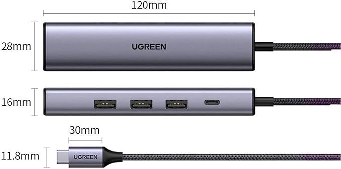UGREEN 20932 USB-C Multifunction Gigabit Ethernet Adapter with PD .