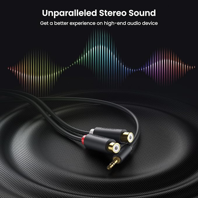 UGREEN AV109  10547  3.5mm Male to 2RCA Female Cable 25cm (Gray