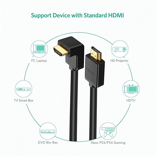 UGREEN HD103 (10175) HDMI Cable Right Angle 90 Degree 5m (Black)