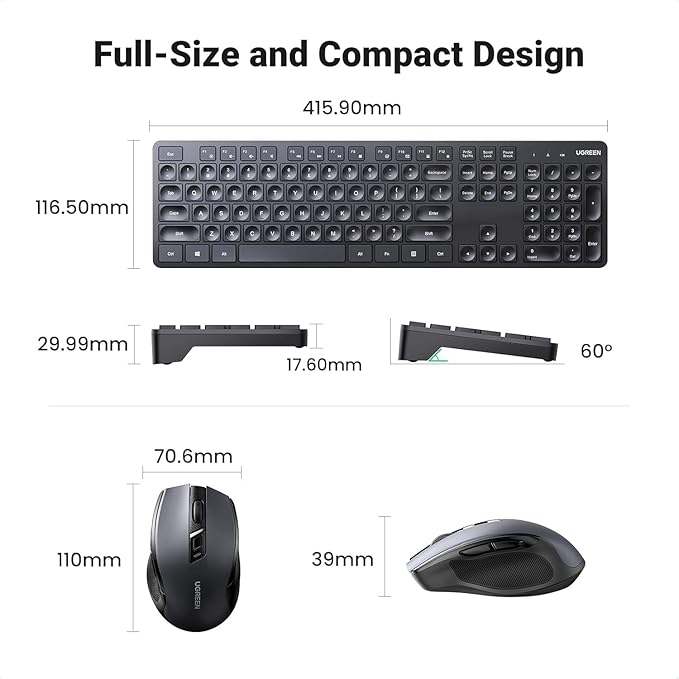UGREEN MK006 Wireless Keyboard & Mouse -Black - 45248EG
