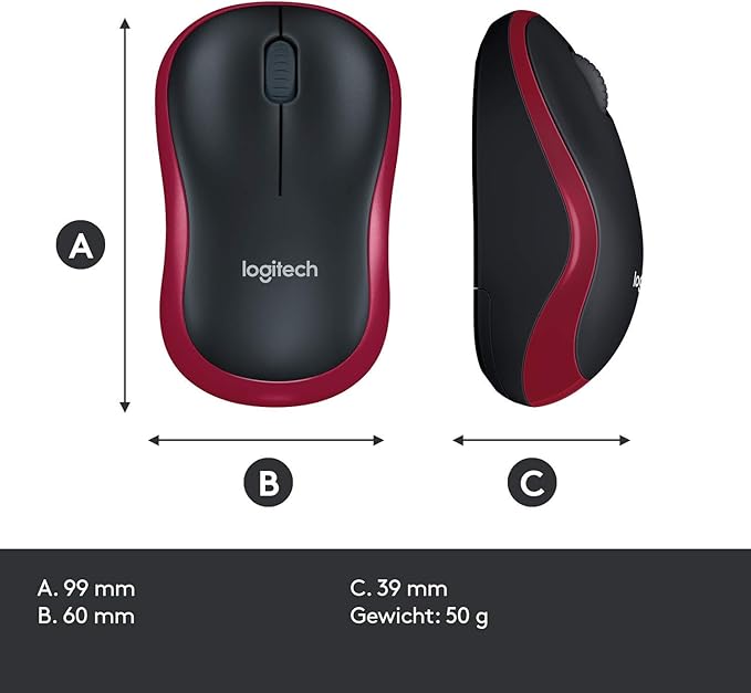 Logitech® Wireless Mouse M185 Red -MO708