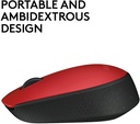 Logitech Wireless Mouse M171 Red PN-MO688