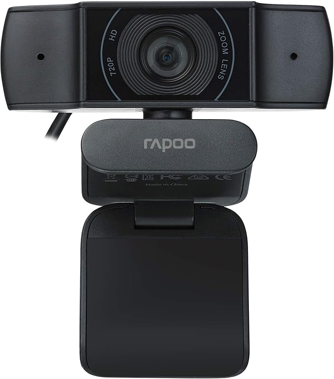 Rapoo C200s 720P/30FPS HD USB Webcam -Dual Noise Reduction Mic -Black