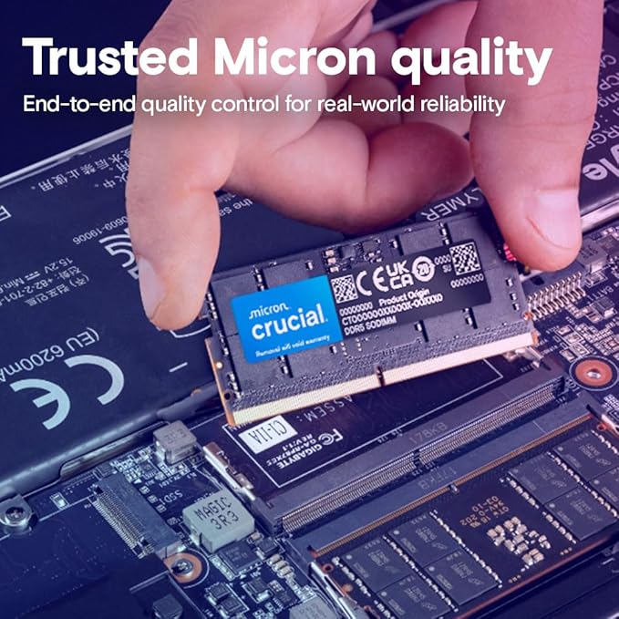 Crucial 16GB DDR5 4800MHz CL40 Laptop Memory, SODIMM 262-Pin Module, Compatible with 12th Gen Intel Core, CT16G48C40S5