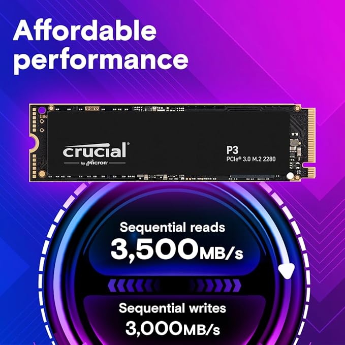Crucial P3 500GB PCIe M.2 2280 SSD