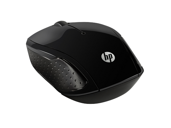 HP 200 Black Wireless Mouse, Left Facing