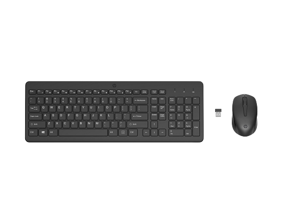 21C1 - HP 330 Wireless Mouse and Keyboard Combination, JackBlack, Wireless, USB, Top, LED Off