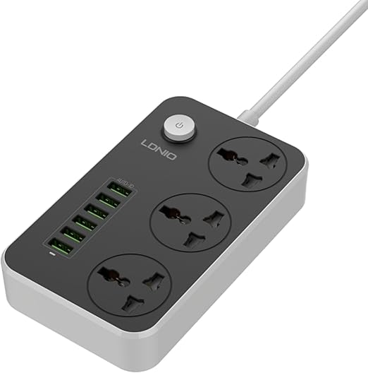 Ldnio Extension Sockets 3 Way 6USB 2M 2500W 10A 