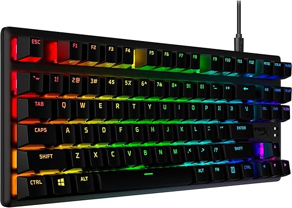HyperX Alloy Origins Core features HyperX Red switches, RGB backlighting, 1000Hz polling rate, 3 onboard profiles, anti-ghosting, and a detachable braided cable