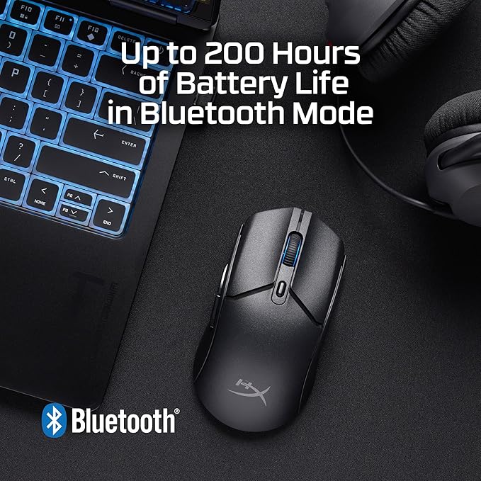 HyperX Pulsefire Haste 2 Core Wireless – lightweight gaming mouse with 12000 DPI sensor, dual wireless, 100-hour battery, and RGB lighting