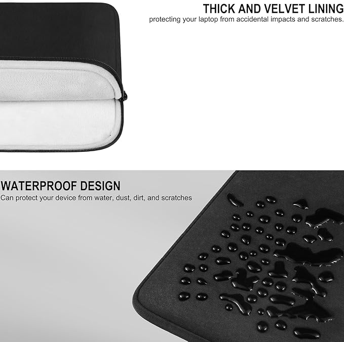 Crosstown Sleeve with Woolenex for 11" iPad/Tablet - Black | Magnetic Closure | Vertical Orientation 