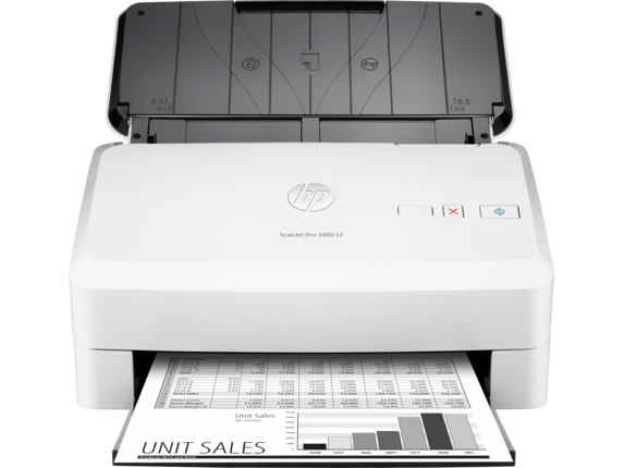 HP ScanJet Pro 3000 s3 sheet-feed Scanner, Center, Front, with output