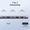 UGREEN USB C Hub 7-in-1, 5 Gbps USB-C Hub with 4K HDMI, 100W Power Delivery, USB-C and 2 USB-A Data Ports, SD/TF Card Reader, Multiport Adapter for MacBook Air iPad Pro and More Type C Devices