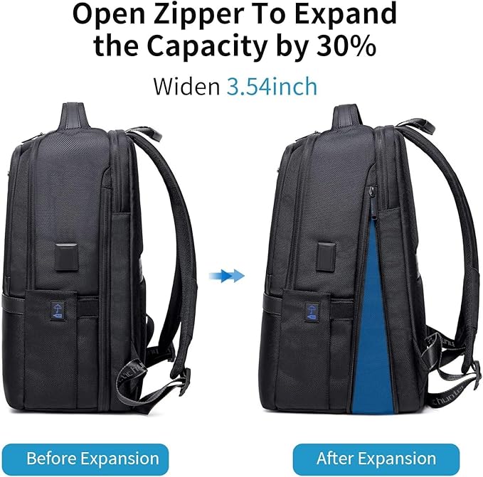 Arctic Hunter B00490 Laptop Backpack – Slim Business Travel Backpack for Laptop & Accessories – Water-Resistant Design – Black