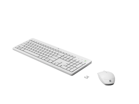 21C1 - HP 230 Wireless Mouse & Keyboard Combo Snow White Wireless Left facing LED On