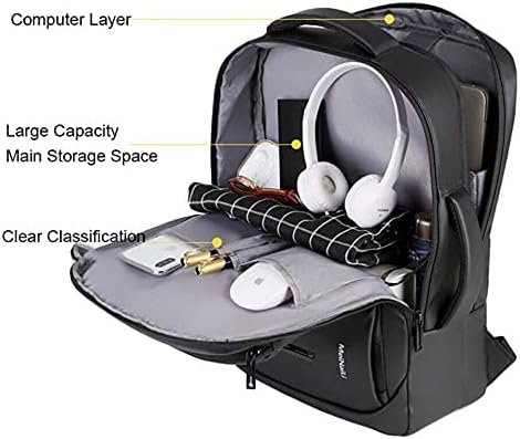 Meinaili 1901 Business Anti Thief Travel Laptop Backpacks with USB - Black.