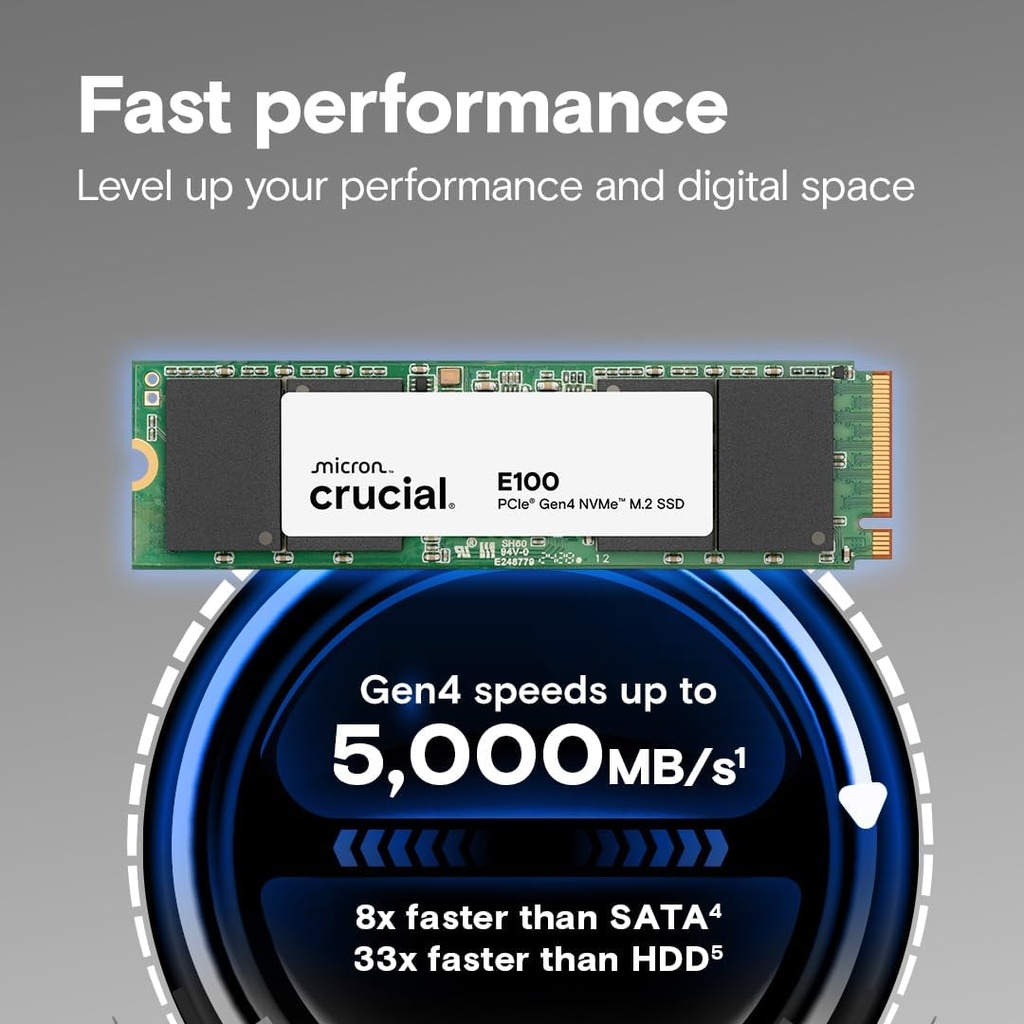 Crucial E100 Gen4 NVME 2280 M.2 SSD 2TB