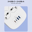 LDNIO 4 POWER SOCKET+USB-C X 2 + USB-A X2