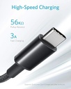 Anker USB-C to USB-A Cable 6ft (A8173H11) – Braided Fast Charging & Data Sync Cable – Durable Design, Supports PowerIQ High-Speed Charging – Black