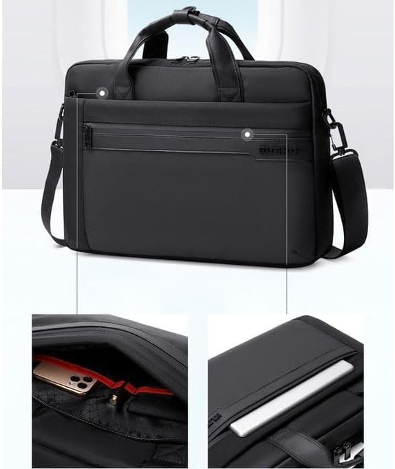 Golden Wolf Laptop Shoulder Bag, 15.6 inch, Water Resistant, Black