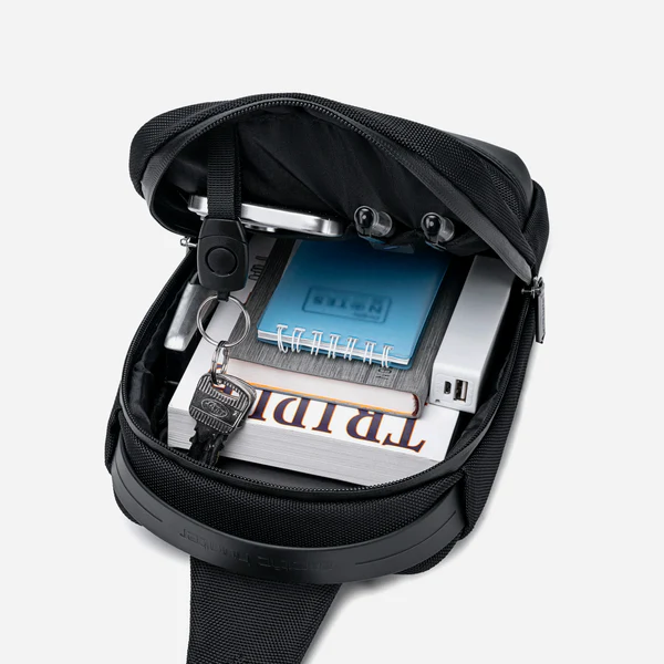 Arctic Hunter XB00693 TMS Chest Sling Bag – Waterproof Anti-Theft Crossbody Travel Bag with USB Charging Port – Black (XB00693-BLK)