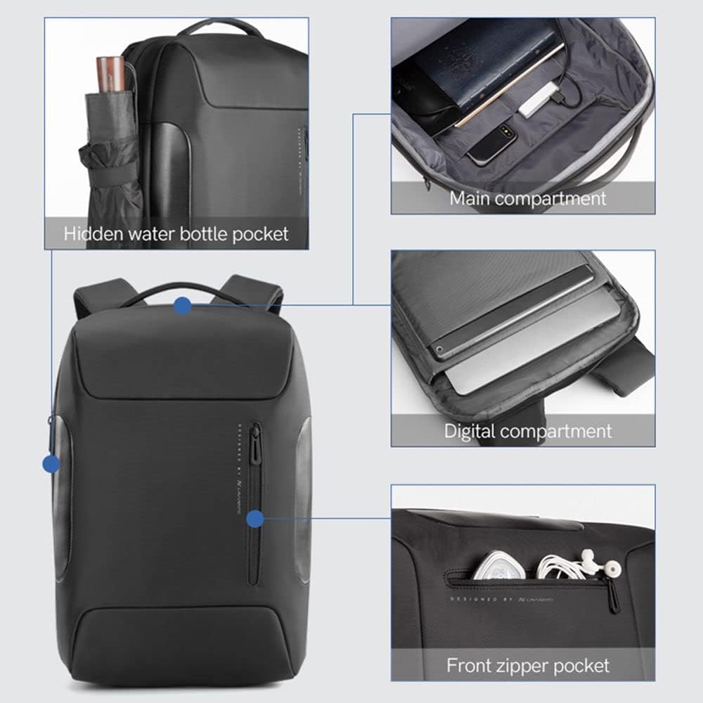 L'avvento Laptop Backpack Fits Up To 15.6”,  USB Out, Made By Polyester Fiber, Black