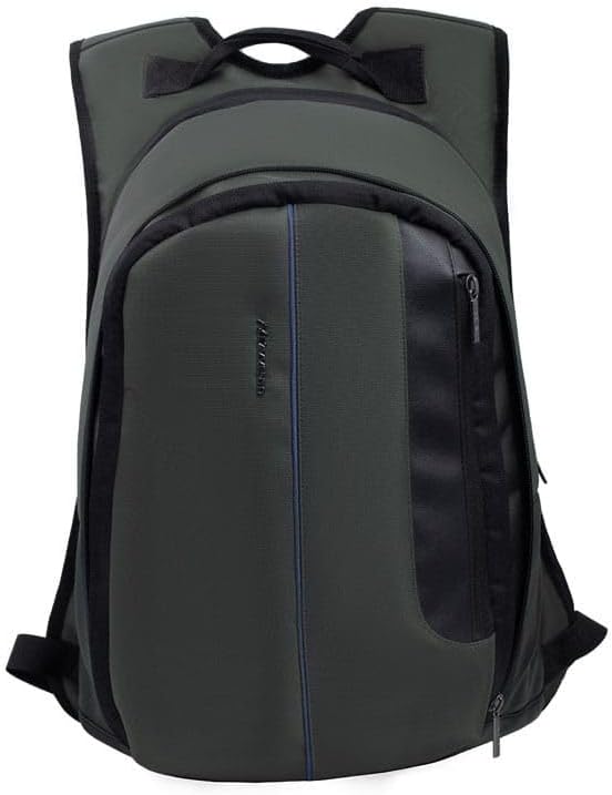 L'avvento Laptop Backpack, Made by High Quality Polyester Foamed Material with L’avvento Zipper Puller fits up to 15.6", Grey with Blue Line