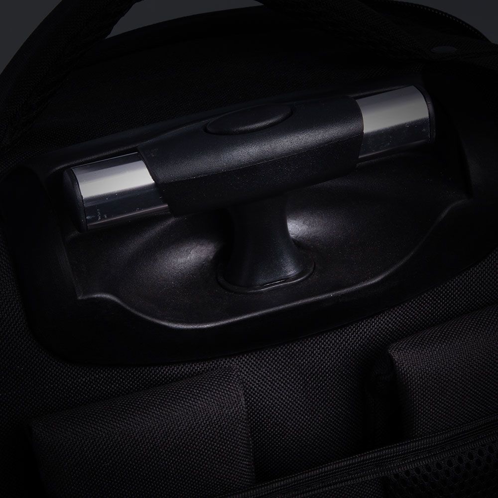 L'avvento Laptop Trolley Backpack Bag Up to 15.6" Laptop , Nylon and PU Material with Multi Pockets and Wheel Cover, And Strasp holder - Black