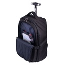 L'avvento Laptop Trolley Backpack Bag Up to 15.6" Laptop , Nylon and PU Material with Multi Pockets and Wheel Cover, And Strasp holder - Black