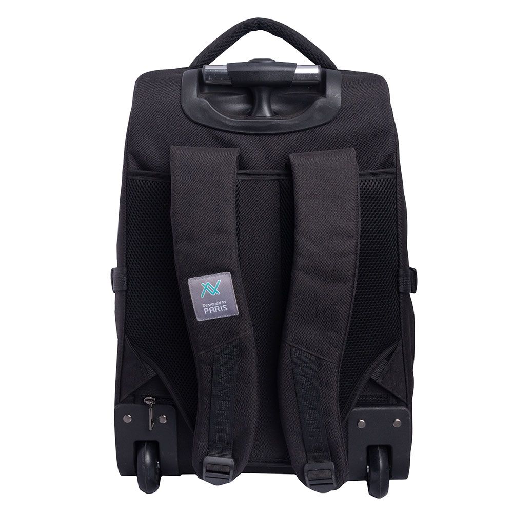 L'avvento Laptop Trolley Backpack Bag Up to 15.6" Laptop , Nylon and PU Material with Multi Pockets and Wheel Cover, And Strasp holder - Black