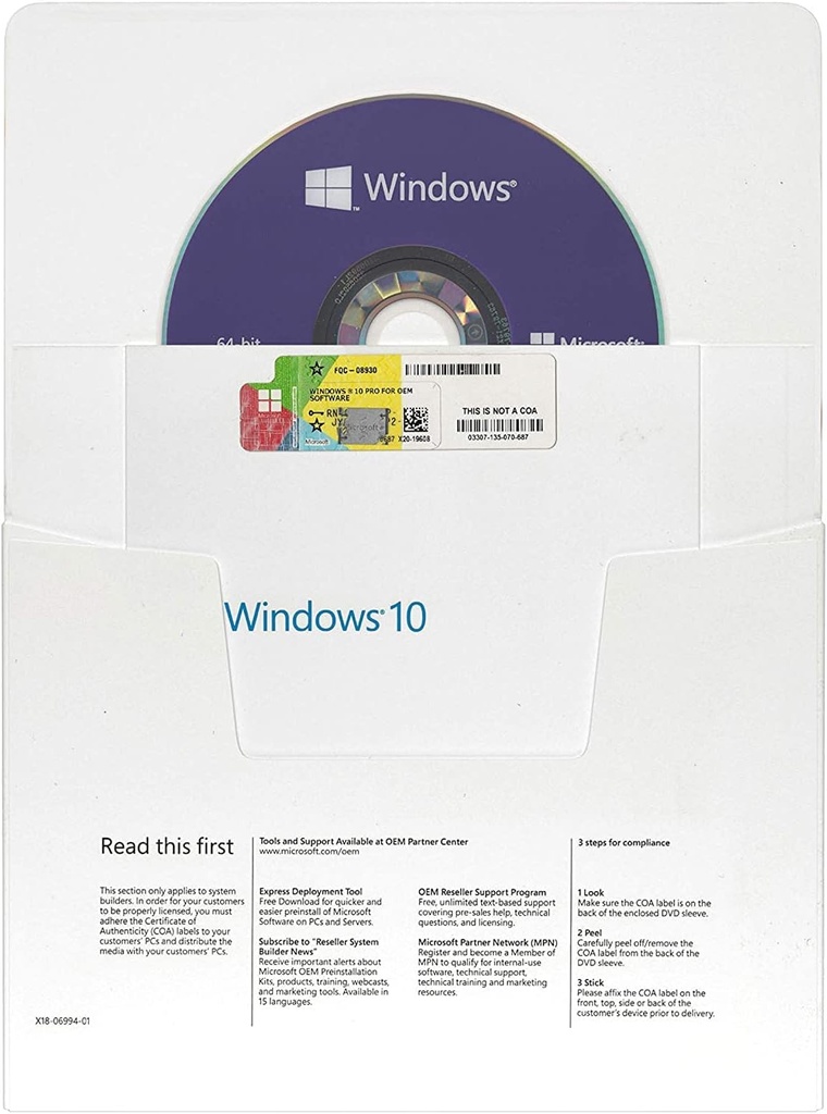 Microsoft OEM Microsoft Windows 10 64-bit - Card