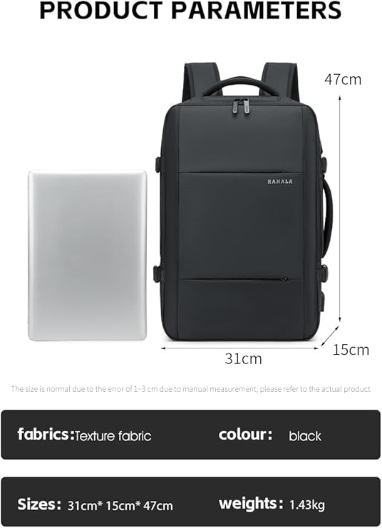 RAHALA Expandable Waterproof Laptop Backpack – 35L, For Up to 15.6 Inch Laptop