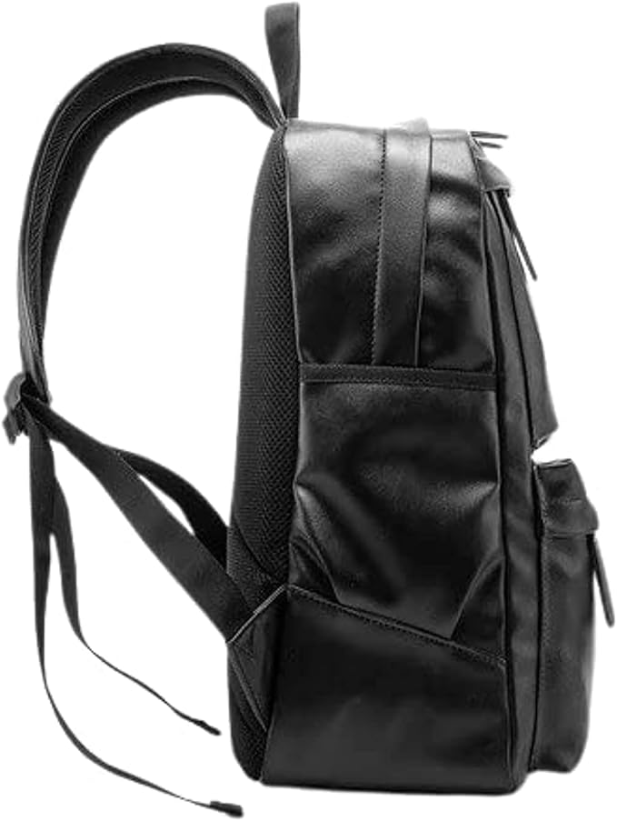 RAHALA GLD-1811-112 15.6-Inch Multi-Pockets Leather Unisex Backpack Bag, BLACK