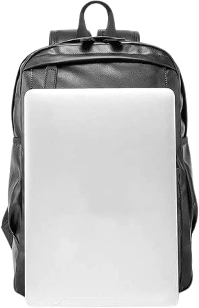RAHALA GLD-1811-112 15.6-Inch Multi-Pockets Leather Unisex Backpack Bag, BLACK