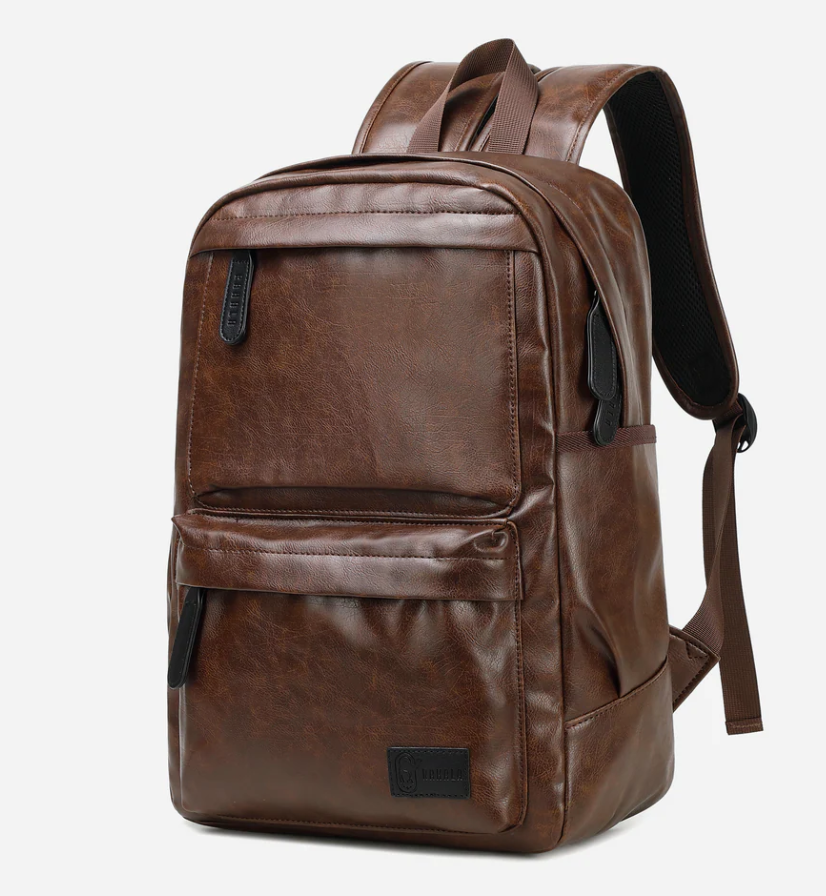 RAHALA GLD-1811-112 15.6-Inch Multi-Pockets Leather Unisex Backpack Bag, Brown